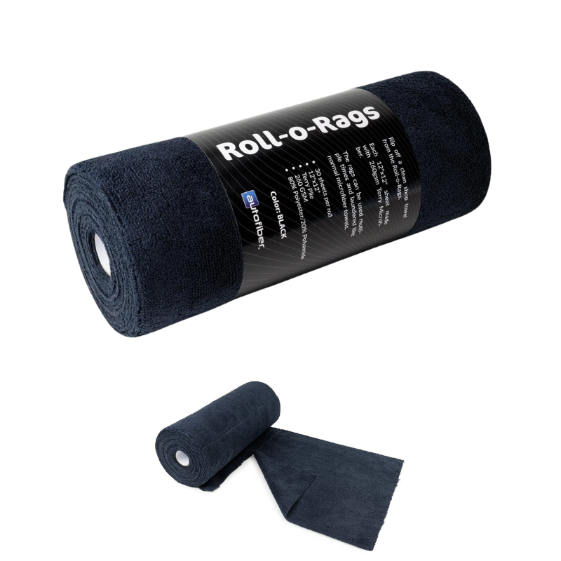 Autofiber [Roll-o-Rags] Microfiber Towels on a Roll 12" x 12" - 30/roll