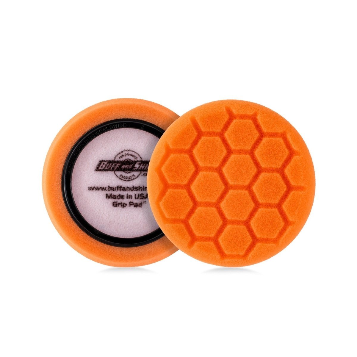 4" Orange Medium Cutting Hex Faced Foam Grip Pad - 2 Pack - Custom Dealer Solutions - 480RH