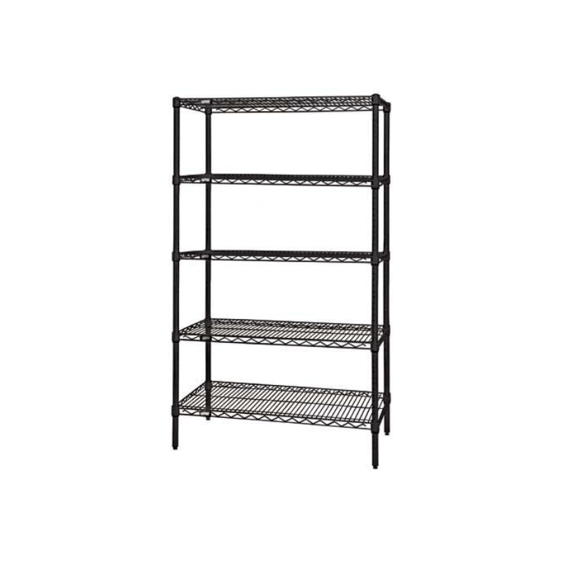 36" x 24" x 54" Black Epoxy Wire Shelving - 5 Shelves - Custom Dealer Solutions - WR54 - 2436BK - 5