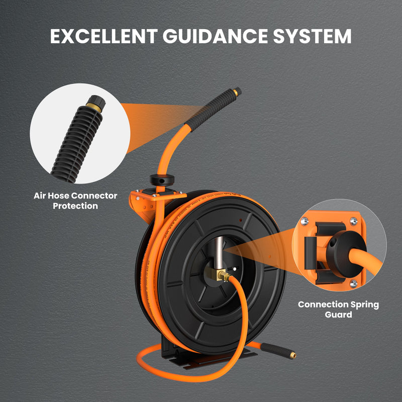 Giraffe Tools Retractable Air Hose Reel-Alloy Steel Reel-3/8in 25ft-50ft