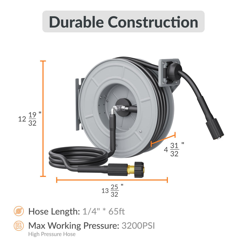 Giraffe Tools Retractable Pressure Hose Reel-1/4in