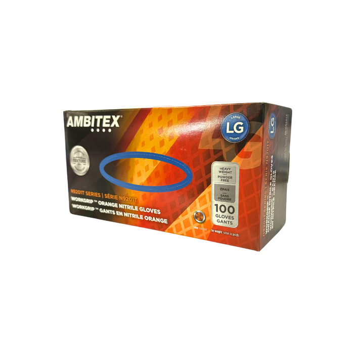 Ambitex 8 Mil Orange Work Grip Nitrile Gloves (100/box)