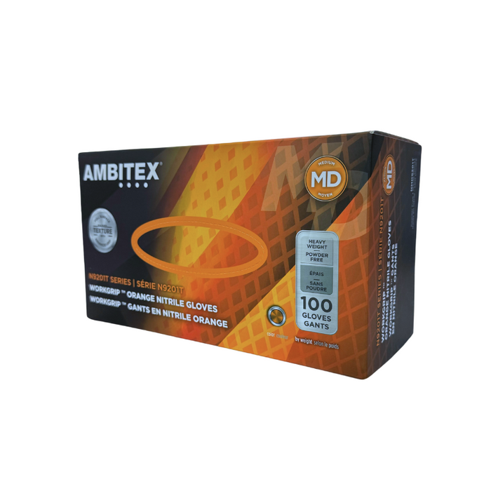Ambitex 8mm Orange Work Grip Nitrile Gloves (100/box)