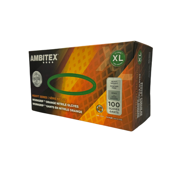 Ambitex 8mm Orange Work Grip Nitrile Gloves (100/box)