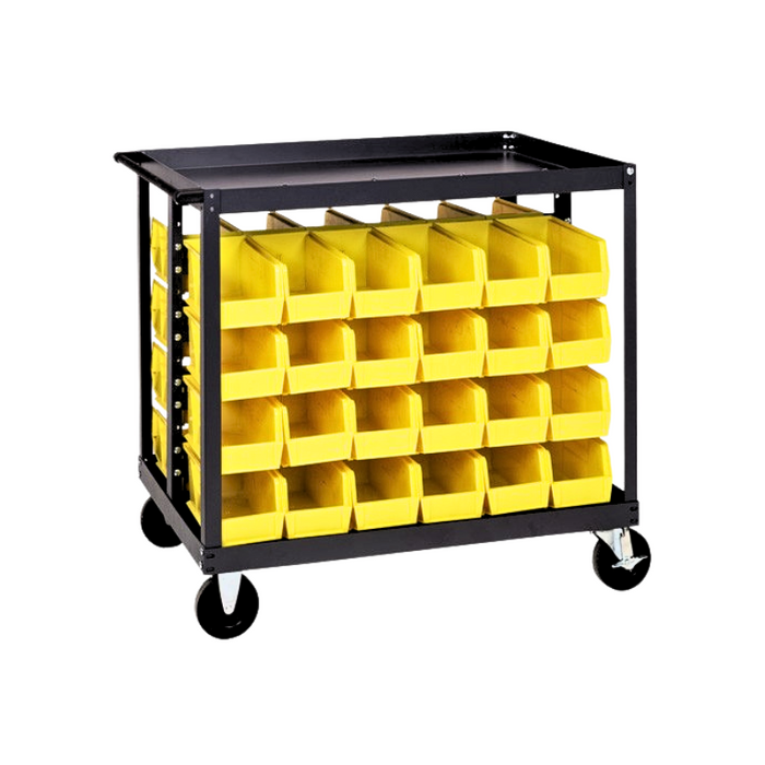 Quantum QRC-4D-230-48YL Mobile Ergonomic Cart w/ 48 Yellow Bins