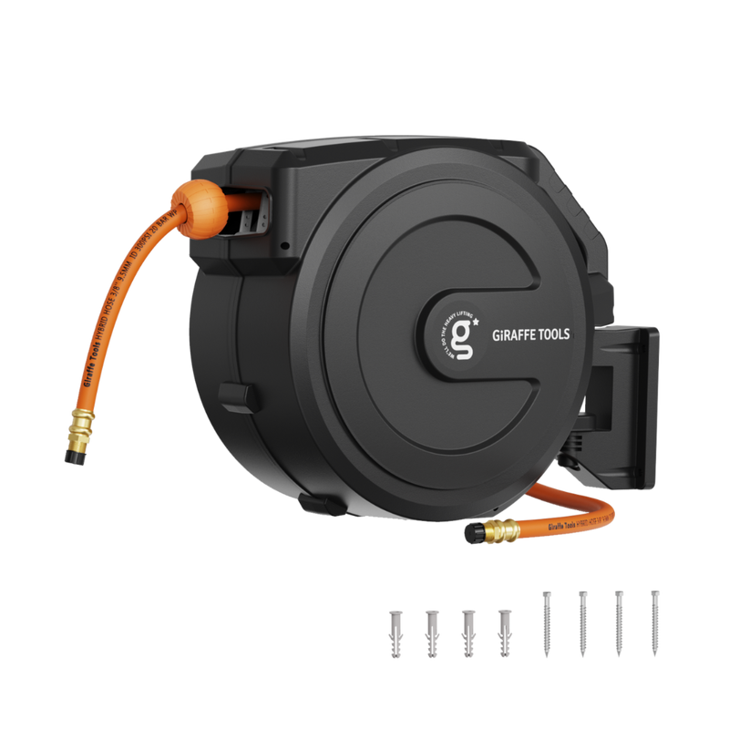 Giraffe Tools Retractable Air Hose Reel-PP Housing-3/8in-50ft