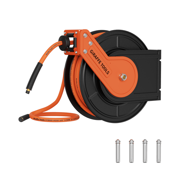 Giraffe Tools Retractable Air Hose Reel-Alloy Steel Reel-3/8in 25ft-50ft