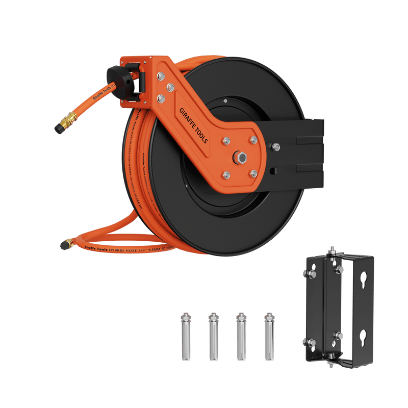 Giraffe Tools Retractable Air Hose Reel-Alloy Steel Reel-3/8in 25ft-50ft