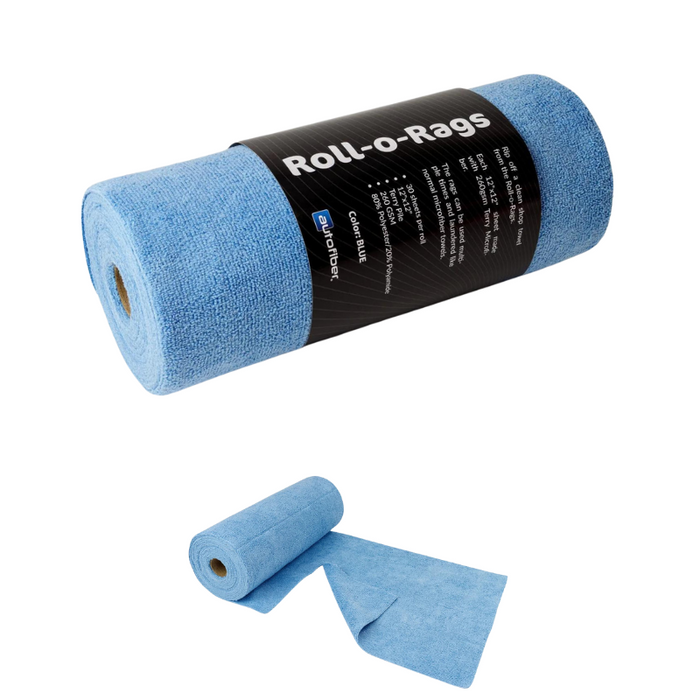 Autofiber FULL CASE [Roll-o-Rags] Microfiber Towels on a Roll 12" x 12" 30/roll - Case of 12