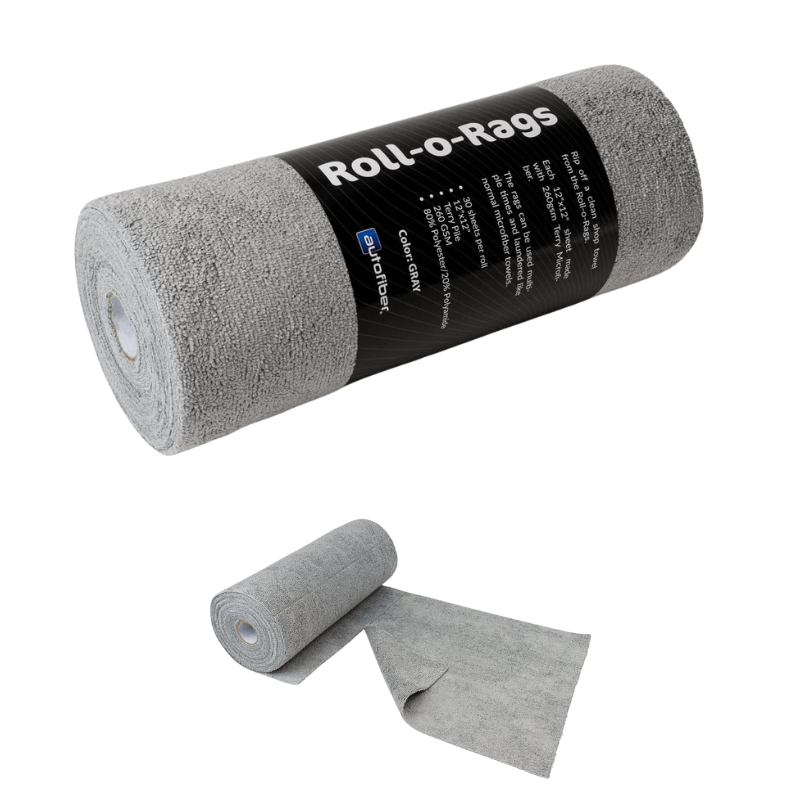 Autofiber [Roll - o - Rags] Microfiber Towels on a Roll 12" x 12" - 30/roll - Custom Dealer Solutions - TROLL260GY12 - 30