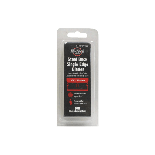 Hi - Tech Steel Back Single Edge Blades - 100 Pack - Custom Dealer Solutions - HTMB - 09 - 100