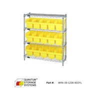 Quantum 36" x 12" x 39" Store - Max 8" Shelf Bin Wire Shelving System (4 Shelves) - Custom Dealer Solutions - WR4 - 39 - 1236 - 802YL