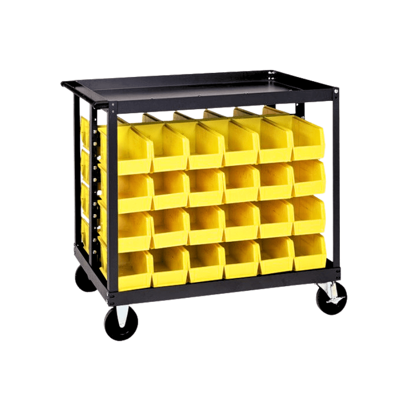 Quantum QRC - 4D - 230 - 48YL Mobile Ergonomic Cart w/ 48 Yellow Bins - Custom Dealer Solutions - QRC - 4D - 230 - 48YL