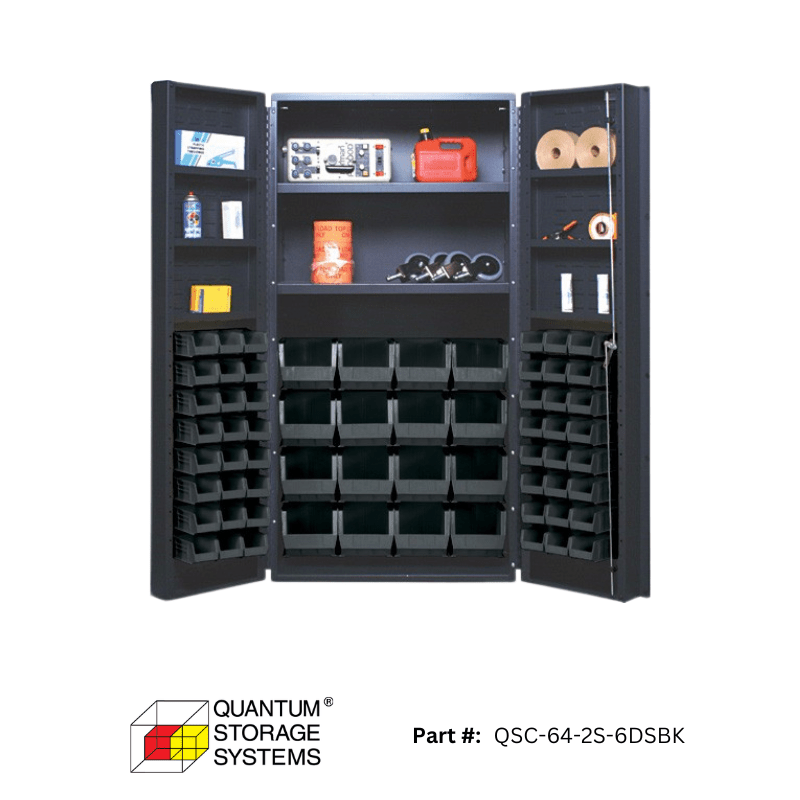 Quantum (QSC - 64 - 2S - 6DS) 36" x 24" x 72" All Welded Bin Cabinet w/ 64 Bins - Custom Dealer Solutions - QSC - 64 - 2S - 6DSBK