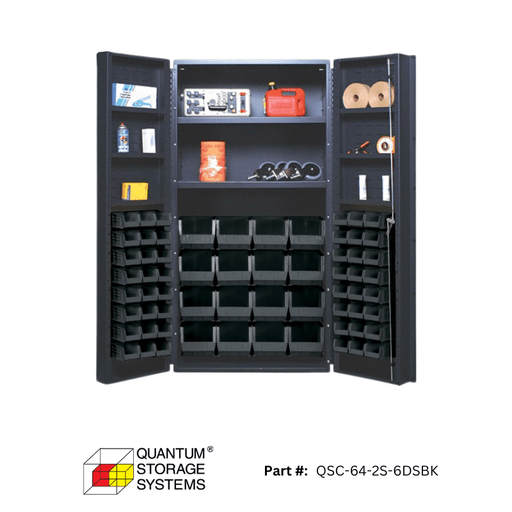 Quantum (QSC - 64 - 2S - 6DS) 36" x 24" x 72" All Welded Bin Cabinet w/ 64 Bins - Custom Dealer Solutions - QSC - 64 - 2S - 6DSBK