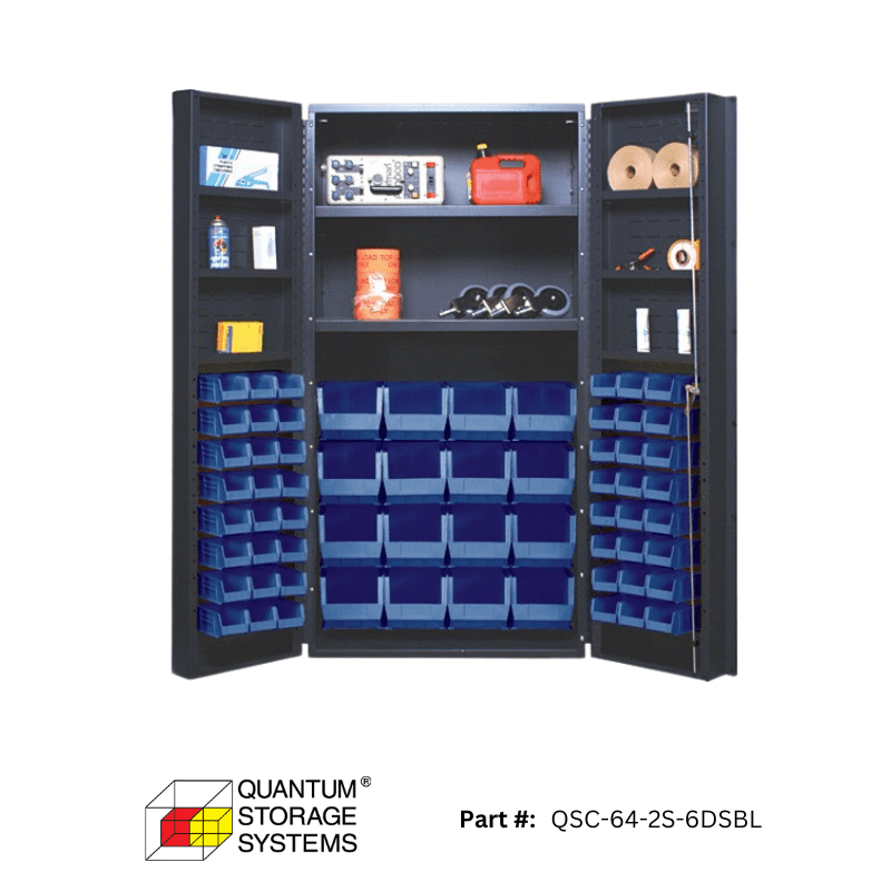 Quantum (QSC - 64 - 2S - 6DS) 36" x 24" x 72" All Welded Bin Cabinet w/ 64 Bins - Custom Dealer Solutions - QSC - 64 - 2S - 6DSBL