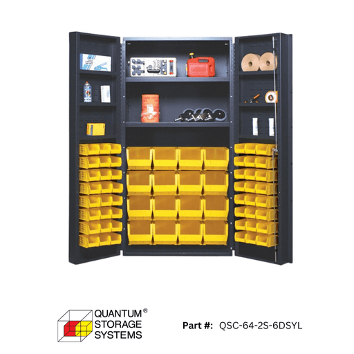 Quantum (QSC - 64 - 2S - 6DS) 36" x 24" x 72" All Welded Bin Cabinet w/ 64 Bins - Custom Dealer Solutions - QSC - 64 - 2S - 6DSYL