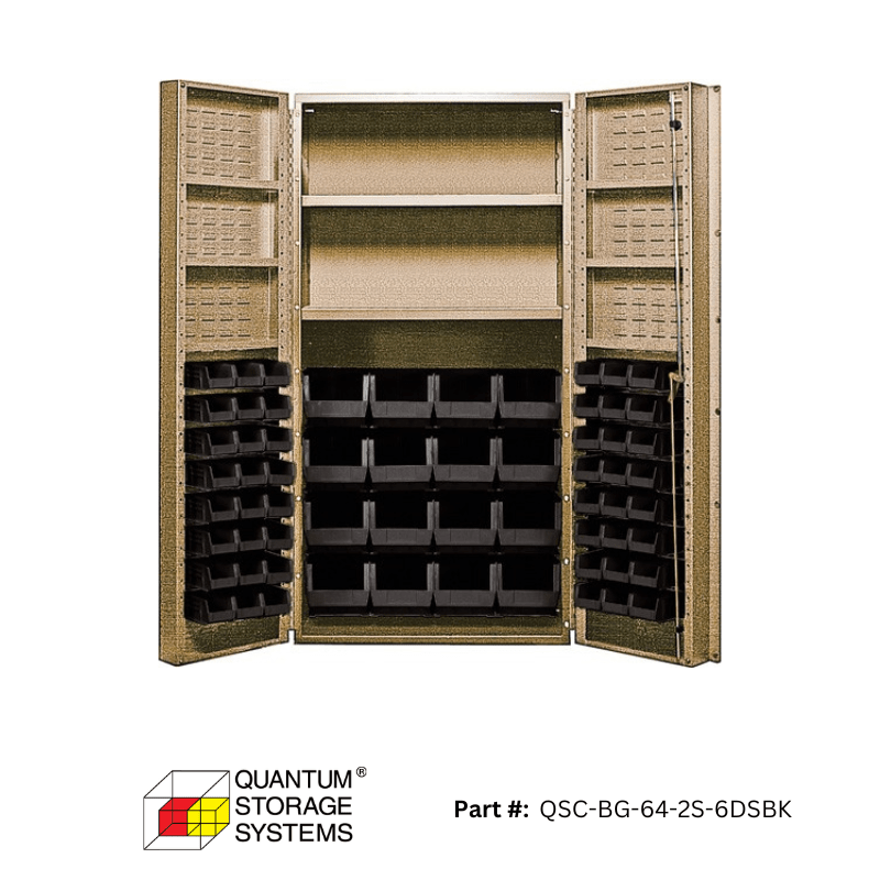 Quantum (QSC - 64 - 2S - 6DS) 36" x 24" x 72" All Welded Bin Cabinet w/ 64 Bins - Custom Dealer Solutions - QSC - BG - 64 - 2S - 6DSBK