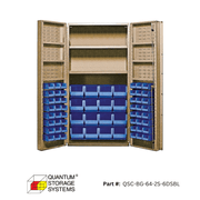 Quantum (QSC - 64 - 2S - 6DS) 36" x 24" x 72" All Welded Bin Cabinet w/ 64 Bins - Custom Dealer Solutions - QSC - BG - 64 - 2S - 6DSBL