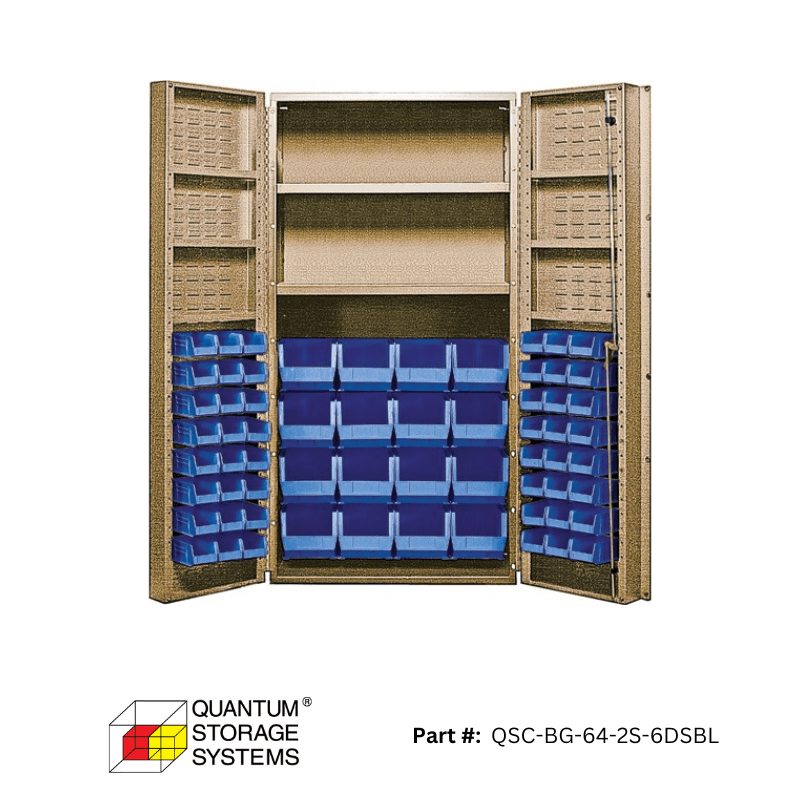 Quantum (QSC - 64 - 2S - 6DS) 36" x 24" x 72" All Welded Bin Cabinet w/ 64 Bins - Custom Dealer Solutions - QSC - BG - 64 - 2S - 6DSBL