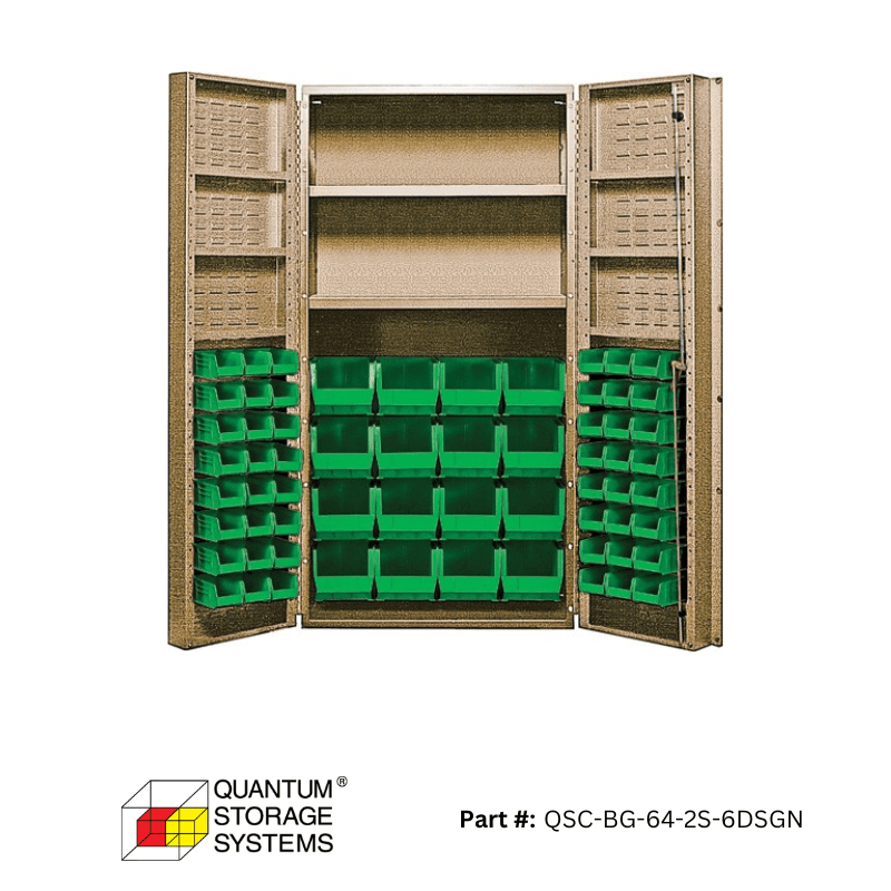 Quantum (QSC - 64 - 2S - 6DS) 36" x 24" x 72" All Welded Bin Cabinet w/ 64 Bins - Custom Dealer Solutions - QSC - BG - 64 - 2S - 6DSGN