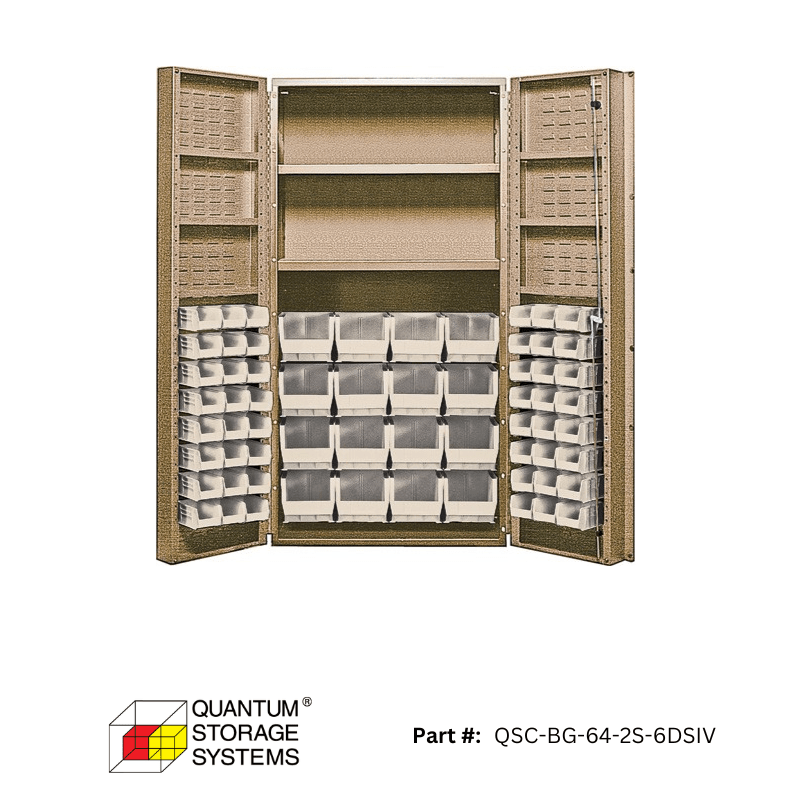 Quantum (QSC - 64 - 2S - 6DS) 36" x 24" x 72" All Welded Bin Cabinet w/ 64 Bins - Custom Dealer Solutions - QSC - BG - 64 - 2S - 6DSIV