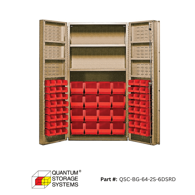 Quantum (QSC - 64 - 2S - 6DS) 36" x 24" x 72" All Welded Bin Cabinet w/ 64 Bins - Custom Dealer Solutions - QSC - BG - 64 - 2S - 6DSRD