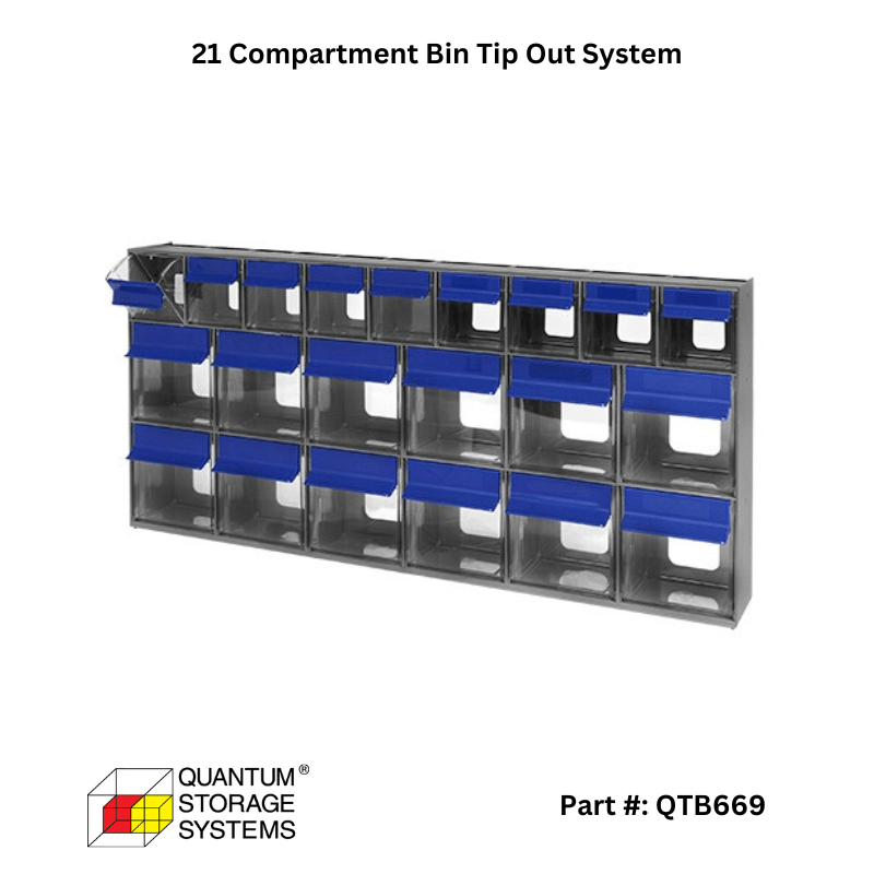 Quantum QTB669 21 Compartment Bin Tip Out System Gray - Custom Dealer Solutions - QTB669