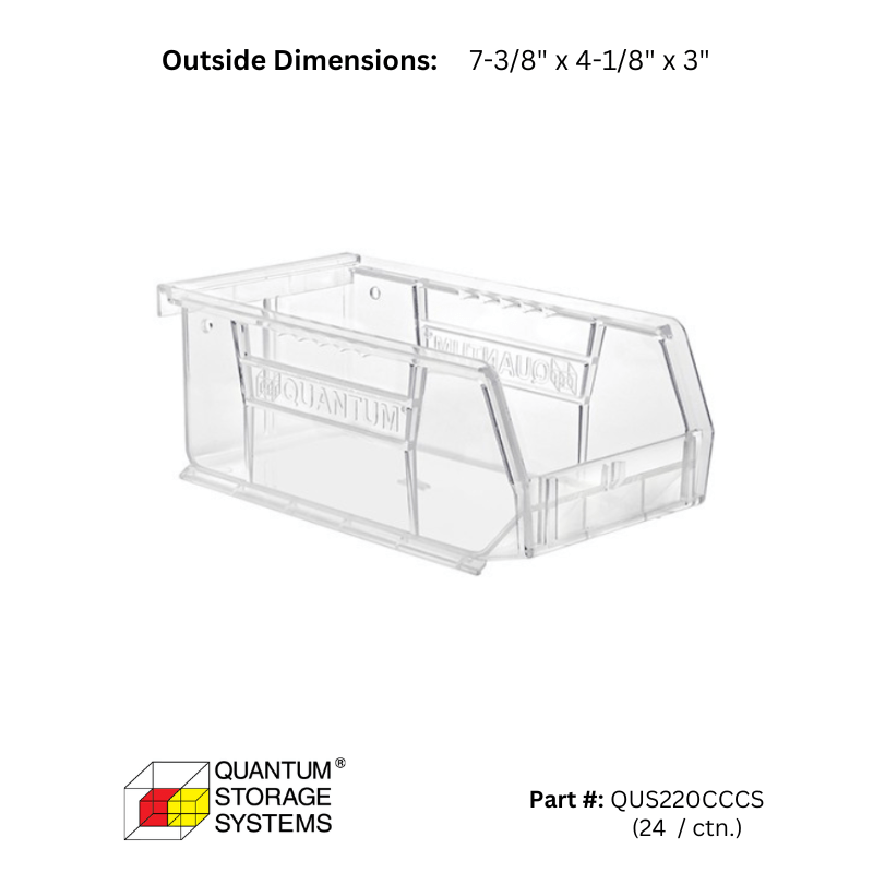 Quantum Storage Crystal Clear Ultra Stack & Hang Bins - Custom Dealer Solutions - QUS220CCCS