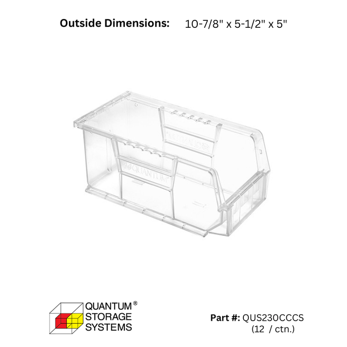 Quantum Storage Crystal Clear Ultra Stack & Hang Bins - Custom Dealer Solutions - QUS230CCCS