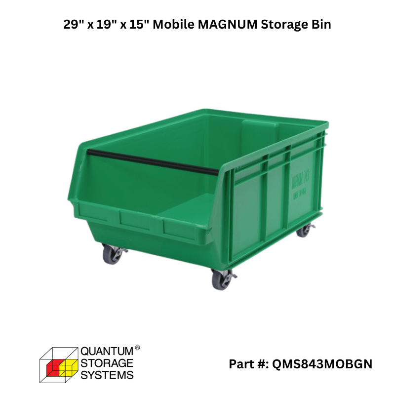 Quantum Storage QMS843MOB 29" x 19" x 15" Mobile MAGNUM Storage Bins - Custom Dealer Solutions - QMS843MOBGN