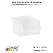 Quantum Storage Systems Clear View Ultra Stack & Hang Bins - Custom Dealer Solutions - QUS210CLCS
