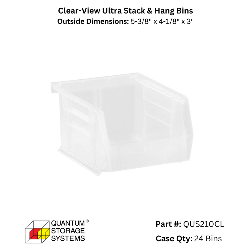 Quantum Storage Systems Clear View Ultra Stack & Hang Bins - Custom Dealer Solutions - QUS210CLCS