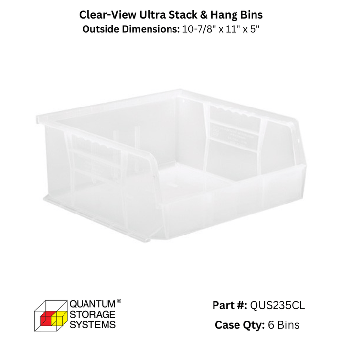 Quantum Storage Systems Clear View Ultra Stack & Hang Bins - Custom Dealer Solutions - QUS235CL