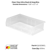 Quantum Storage Systems Clear View Ultra Stack & Hang Bins - Custom Dealer Solutions - QUS236CL