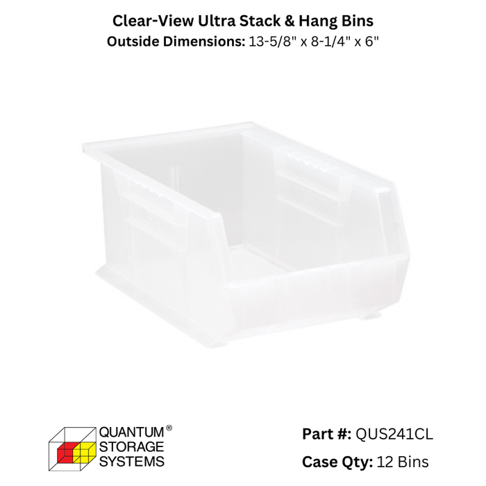 Quantum Storage Systems Clear View Ultra Stack & Hang Bins - Custom Dealer Solutions - QUS241C
