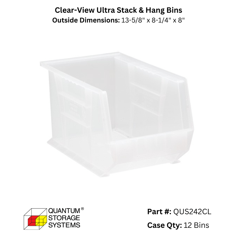 Quantum Storage Systems Clear View Ultra Stack & Hang Bins - Custom Dealer Solutions - QUS242CL