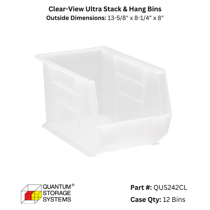 Quantum Storage Systems Clear View Ultra Stack & Hang Bins - Custom Dealer Solutions - QUS242CL