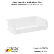 Quantum Storage Systems Clear View Ultra Stack & Hang Bins - Custom Dealer Solutions - QUS245CL