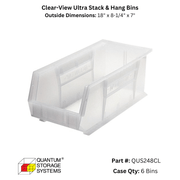 Quantum Storage Systems Clear View Ultra Stack & Hang Bins - Custom Dealer Solutions - QUS248CL