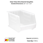 Quantum Storage Systems Clear View Ultra Stack & Hang Bins - Custom Dealer Solutions - QUS260CL