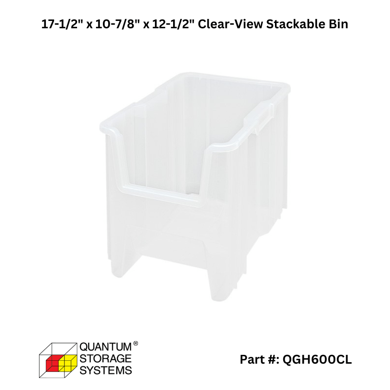 Quantum WR5 - 600CL 5 Shelf 36" x 18" x 74" Bin Storage System w/ 12 QGH600CL Bins - Custom Dealer Solutions - WR5 - 600CL