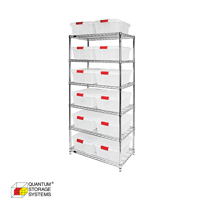 Quantum WR6 - 191507CL Clear - View Latch Container Wire Shelving System - Custom Dealer Solutions - WR6 - 191507CL