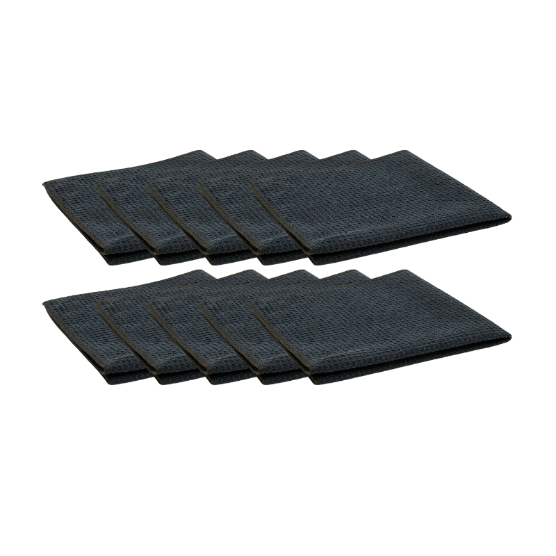 Waffle Weave Streak Free Glass Cleaning Towel (Black) - Custom Dealer Solutions - TW405BL16 - 10