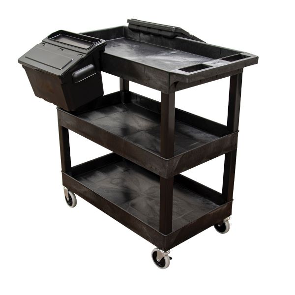 32" x 18" Tub Cart - Three Shelves w/ Outrigger Utility Cart Bins - Custom Dealer Solutions - EC111 - B - OUTRIG