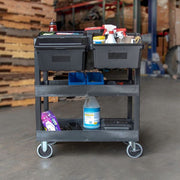 32" x 18" Tub Cart - Three Shelves w/ Outrigger Utility Cart Bins - Custom Dealer Solutions - EC111 - B - OUTRIG
