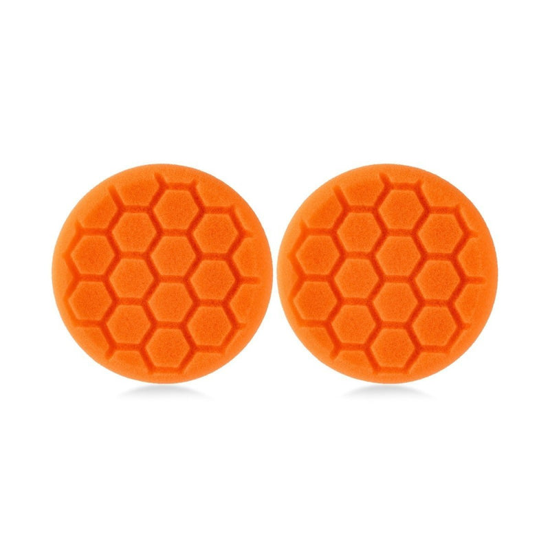 4" Orange Medium Cutting Hex Faced Foam Grip Pad - 2 Pack - Custom Dealer Solutions - 480RH