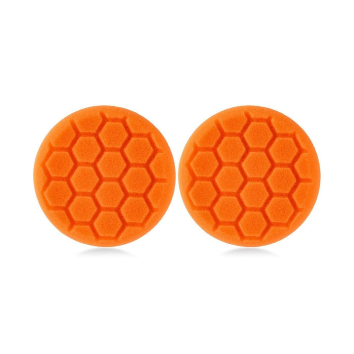 4" Orange Medium Cutting Hex Faced Foam Grip Pad - 2 Pack - Custom Dealer Solutions - 480RH