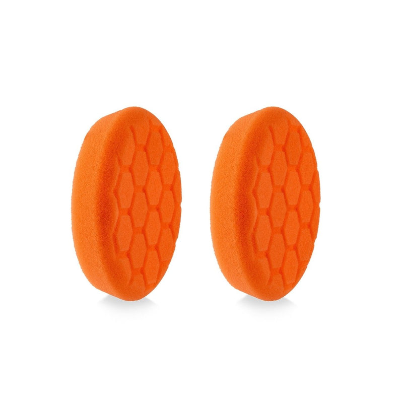 4" Orange Medium Cutting Hex Faced Foam Grip Pad - 2 Pack - Custom Dealer Solutions - 480RH
