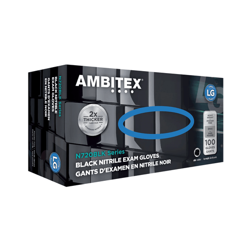 Ambitex 6 Mil Black Nitrile Powder - Free Gloves (100/Box) - Custom Dealer Solutions - NLG720BLK